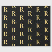 Black Gold Modern Monogram Geschenkpapier (Flach)