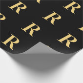 Black Gold Modern Monogram Geschenkpapier (Ecke)