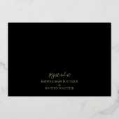 Black & Gold Modern Peony Toile Baby Dusche Folieneinladung (Rückseite)