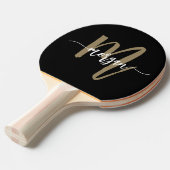 Black Gold Modern Script Monogram Name Tischtennis Schläger (Vorderseite)