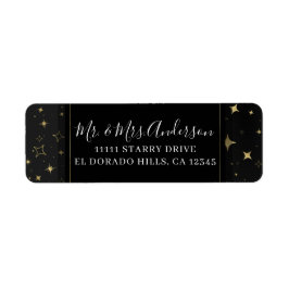Black & Gold Moderne Celestial Moon Stars Hochzeit