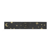 Black & Gold Moderne Celestial Moon Stars Hochzeit Einladungsbanderole (Flach)