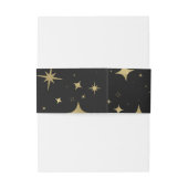 Black & Gold Moderne Celestial Moon Stars Hochzeit Einladungsbanderole (Rückseitenbeispiel)
