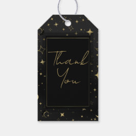 Black & Gold Moderne Celestial Moon Stars Hochzeit Geschenkanhänger