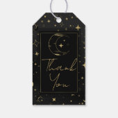 Black & Gold Moderne Celestial Moon Stars Hochzeit Geschenkanhänger (Rückseite)