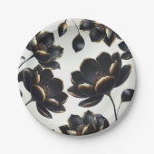 Black & Gold Moderne Celestial Moon Stars Hochzeit Pappteller (Vorderseite)