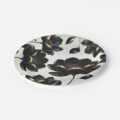 Black & Gold Moderne Celestial Moon Stars Hochzeit Pappteller (Schrägansicht)