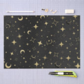 Black & Gold Moderne Celestial Moon Stars Hochzeit Seidenpapier (Handwerk)