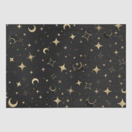 Black & Gold Moderne Celestial Moon Stars Hochzeit Seidenpapier