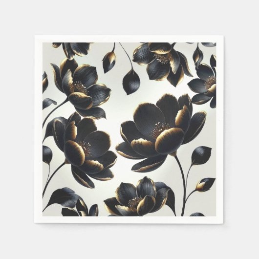 Black & Gold Moderne Celestial Moon Stars Hochzeit Serviette (Vorderseite)