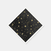 Black & Gold Moderne Celestial Moon Stars Hochzeit Serviette (Ecke)