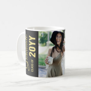 Black & Gold Moderne Classic Foto Graduation Party Kaffeetasse
