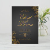 Black Gold Moderne Einladungs-Karte Einladung (Stehend Vorderseite)