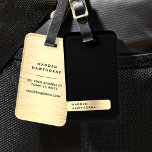 Black Gold Moderne Elegante einfache Brushed Metal Gepäckanhänger<br><div class="desc">Black Gold Moderne elegante einfache Brushed Metal Gepäckmarke. Elegantes Minimalistisches Sans Serif Typografie Design.</div>