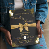 Black & Gold Moderne Elegante Hochzeitsstimmung Save The Date