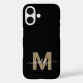 Black Gold Moderne Feminine Script Name Monogram Case-Mate iPhone Hülle (Rückseite)