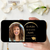 Black Gold Moderne Foto Graduation Party Save The Date