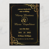 Black Gold Moderne Hochzeitseinladung Begleitkarte (Vorderseite)