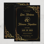 Black Gold Moderne Hochzeitseinladung Einladung (Vorne/Hinten)