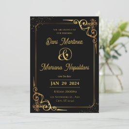 Black Gold Moderne Hochzeitseinladung Einladung