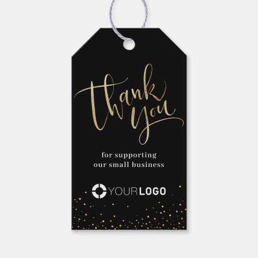 Black & Gold Moderne Kalligraphie Unternehmen Viel Geschenkanhänger (Vorderseite)