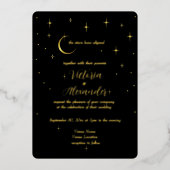 Black Gold Moderne Minimal Celestial Folieneinladung (Vorderseite)