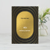 Black & Gold Moderne Minimalistisch Arch Wedding Dankeskarte (Stehend Vorderseite)