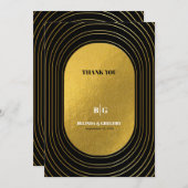 Black & Gold Moderne Minimalistisch Arch Wedding Dankeskarte (Vorne/Hinten)