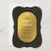 Black & Gold Moderne Minimalistisch Arch Wedding Einladung (Vorderseite)