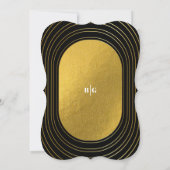 Black & Gold Moderne Minimalistisch Arch Wedding Einladung (Rückseite)