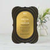 Black & Gold Moderne Minimalistisch Arch Wedding Einladung (Stehend Vorderseite)