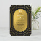 Black & Gold Moderne Minimalistisch Arch Wedding Einladung (Stehend Vorderseite)
