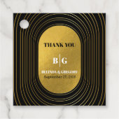 Black & Gold Moderne Minimalistisch Arch Wedding Geschenkanhänger (Vorderseite)