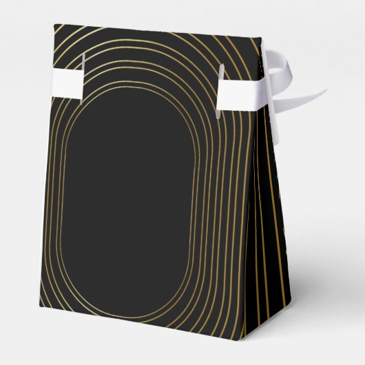 Black & Gold Moderne Minimalistisch Arch Wedding Geschenkschachtel (Rückseite)