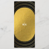 Black & Gold Moderne Minimalistisch Arch Wedding Menükarte (Rückseite)