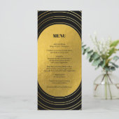 Black & Gold Moderne Minimalistisch Arch Wedding Menükarte (Stehend Vorderseite)