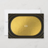 Black & Gold Moderne Minimalistisch Arch Wedding RSVP Karte (Rückseite)