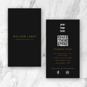 Black Gold Moderne Minimalistische QR Code Social Visitenkarte