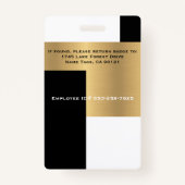 Black Gold Moderne Mitarbeiter I.D. Abzeichen Name Ausweis (Rückseite)