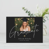 Black Gold Moderne Uni High School Abschluss Ankündigung (Stehend Vorderseite)