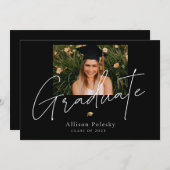 Black Gold Moderne Uni High School Abschluss Ankündigung (Vorne/Hinten)