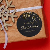 Black Gold Moderne Weihnachten Runder Aufkleber