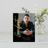 Black Gold Moderner Abschluss Einladung Postkarte (Stehend vorne)