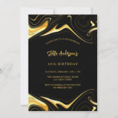 Black Gold Moderner Luxus Geburtstag Einladung (Vorderseite)