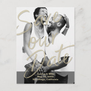 Black Gold Modernes Foto Script Rettete unser Datu Ankündigungspostkarte