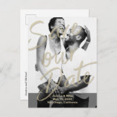 Black Gold Modernes Foto Script Rettete unser Datu Ankündigungspostkarte (Vorne/Hinten)