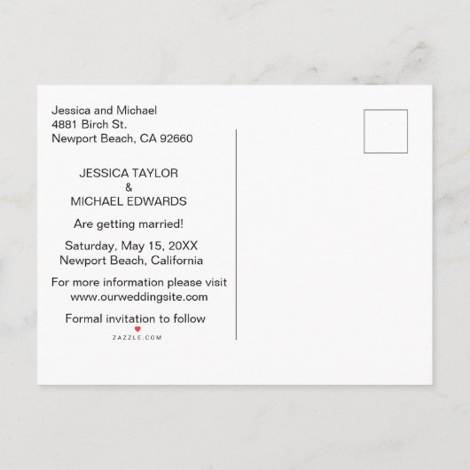 Black Gold Modernes Foto Script Rettete unser Datu Ankündigungspostkarte (Rückseite)