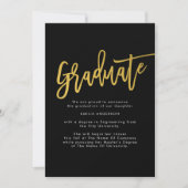 Black Gold Modernes Graduate Foto Ankündigung (Vorderseite)