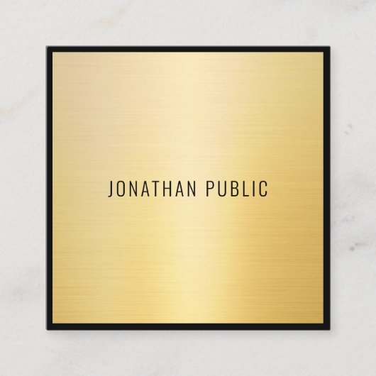 Black Gold Modernes Minimalistisches Elegantes Ber Quadratische Visitenkarte (Vorderseite)