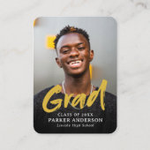 Black Gold Modernes Script Foto Abschluss laden ei Begleitkarte (Vorderseite)